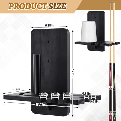 Geelin Wall Mounted Cone Chalk Holder, Wood Pool Hand Chalk Holder with 5 Cue Grooves, Billiards Pool Table Accessories, Billiard Room & Bar(Black,Classic Style) - color: Black, style: Classic Style