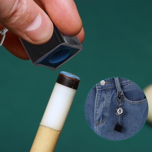 LLOUSSAK 2 Pcs Billiard Chalk Holder with Retractable Key Ring, Pool Chalk Holder, Pool Cue Chalks Holders Black Billiards Chalks Holders Billiards Accessories for Billiard Lovers