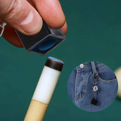 LLOUSSAK 2 Pcs Billiard Chalk Holder with Retractable Key Ring, Pool Chalk Holder, Pool Cue Chalks Holders Black Billiards Chalks Holders Billiards Accessories for Billiard Lovers