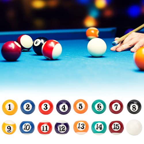 16PCS Mini Billiard Balls Set, 0.98 Inch Mini Pool Ball Set, Resin Children Billiard Ball, for Recreation Games DIY Handmade Decoration (Not Suitable for Adults)