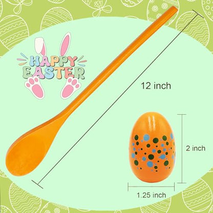 Painted Easter Egg and Spoon Race Game Set, Family Game for Kids & Family Activity Holiday Outdoor Yard Easter Egg Hunt Birthday Party Front Lawn - style: 6 Players