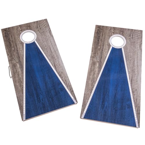 Triumph LED Keyhole 2x4 Cornhole Set – Regulation Light-Up Boards with Edge & Hole LEDs, 8 Weather-Resistant Toss Bags & Built-in Storage – Outdoor Lawn Game for Tailgates, BBQs & Backyard Fun