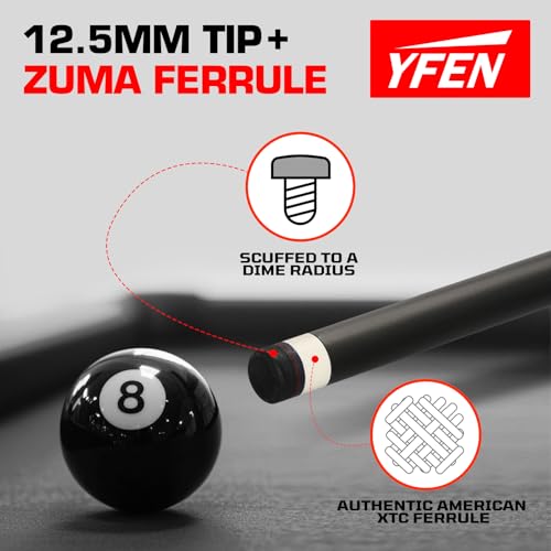 Banly Cuezone Carbon Fiber Pool Cue – MF1 Pro Taper Cue Stick with Extension, Low-Deflection Shaft, Premium Canadian Maple Butt, 12.5mm Tip, 3/8×8 Joint for Tournament & League Play - color: Desert Flame