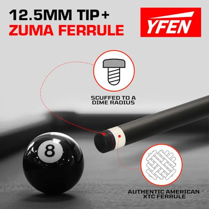 Banly Cuezone Carbon Fiber Pool Cue – MF1 Pro Taper Cue Stick with Extension, Low-Deflection Shaft, Premium Canadian Maple Butt, 12.5mm Tip, 3/8×8 Joint for Tournament & League Play - color: Desert Flame