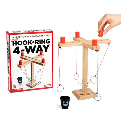 Buzzed 4-Way Hook & Ring by Relatable – Bachelor Party Drinking Game, Outdoor Party Activity for Adults, Summer Fun for Backyard, Tailgates & Group Hangouts, Includes Hook Unit, Pawns & Cup - style: 4-Way Hook & Ring