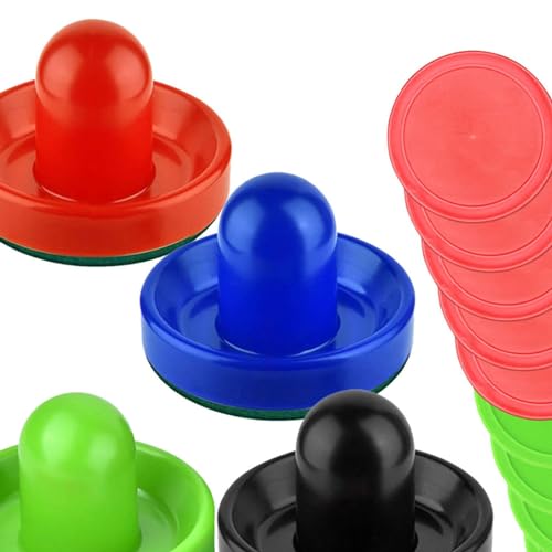 4 Pieces Air Hockey Pushers Tabletop Paddles Strikers Pucks Felt Bottom Material Suitable for Kids Adult Indoor Family Games Equipment