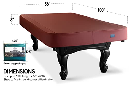 Heavy Duty Leatherette Billiard Pool Table Cover, Waterproof & Tearproof Cover for Pool Table 7/8/9FT (10 Colors Available) (8 Feet/Bordeaux red)