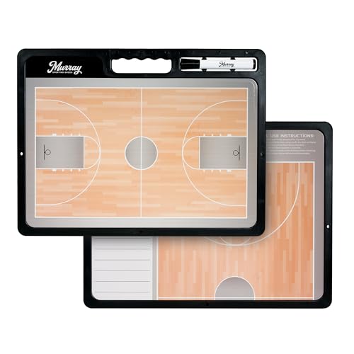 Murray Sporting Goods Premium Coaches Clipboard | Double-Sided Dry Erase Marker Board for Basketball, Baseball, Soccer, Football, Hockey (Marker Included) - style: Basketball