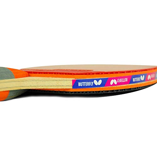 Butterfly Timo Boll Carbon Fiber Ping Pong Paddle | ITTF Approved Table Tennis Racket | Ping Pong Sponge and Rubber | Carbon Layers in Ping Pong Racket for Power | Professional Ping Pong Paddle - style: 2000 Model