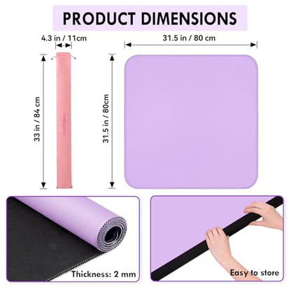 Purple Mahjong Mat- 100% No Creases American Mahjong Mat, Anti-Slip & Noise Reduction Mahjong Table Cover, Mahjong Mats with Carrying Bag for Mahjong, Poker, Card Games, Dominoes, Board Games (Purple) - color: Purple