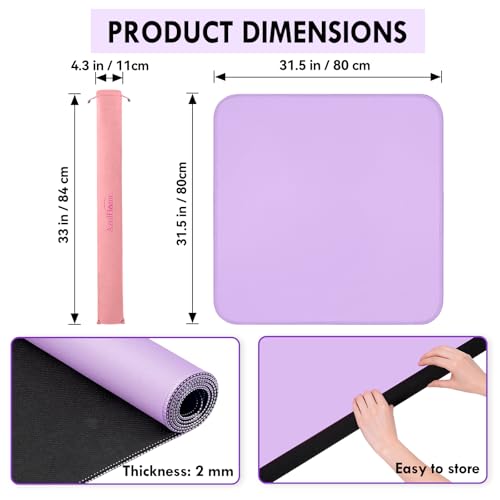 Purple Mahjong Mat- 100% No Creases American Mahjong Mat, Anti-Slip & Noise Reduction Mahjong Table Cover, Mahjong Mats with Carrying Bag for Mahjong, Poker, Card Games, Dominoes, Board Games (Purple) - color: Purple