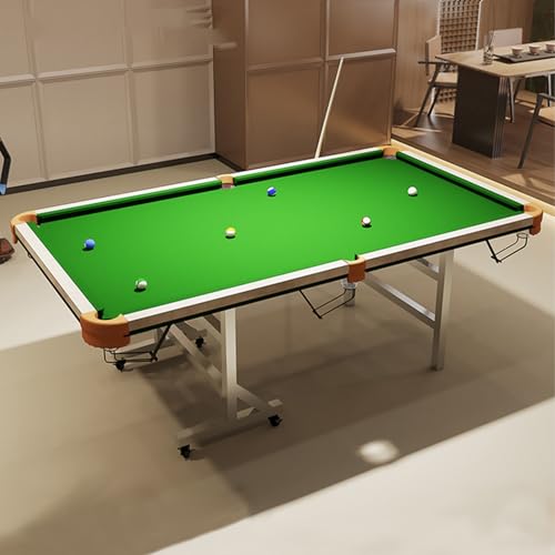 2-in-1 Pool & Ping Pong Table with Foldable Legs, Pool Table, Brass/Carbon Steel,Small Pockets for Pro Training & Family Fun - size: 200CM Brass Set