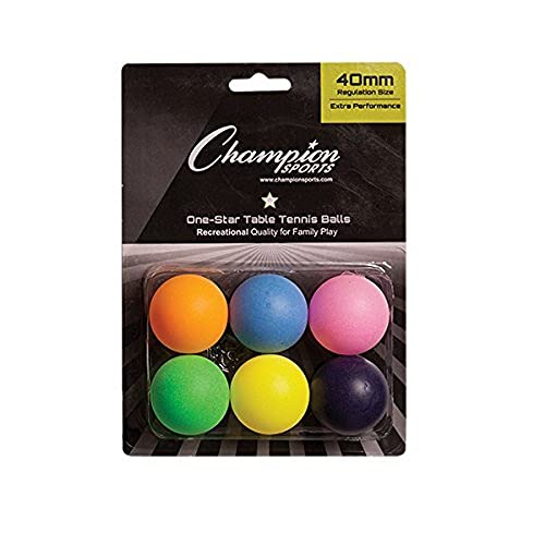 Champion Sports Champion Sports Table Tennis Balls - color: Multi Color, size: 1 Pack of 6 Balls