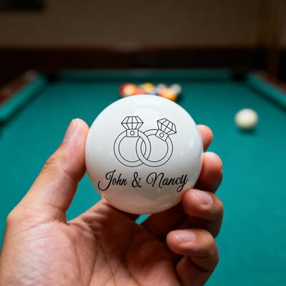 Custom 57mm Billiard Cue Ball with Pouch - Personalized Text/Logo Pool Cue Ball, Birthday Gifts for Dad, Husband, Billiards Player, Billiards Lover, Wedding Father's Day Valentine's Day Gifts - color: Couples