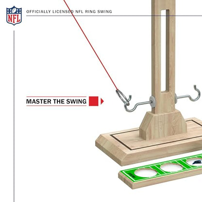 Wild Sports NFL Carolina Panthers Wooden Ring Swing Battle - Head-to-Head Ring Toss Hook & Ring Game for NFL Fans
