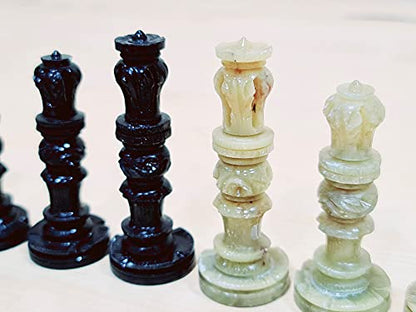 StonKraft - Natural Stone Chess Pieces Chessmen Chess Coins (3" King) | Chess Accessories | Board Games (3" White Brown)