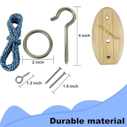 Hook and Ring Toss Game Swing Game DIY Kit -Stainless Steel Ring, Polyester Rope and Hardware - style: short board - blue 1