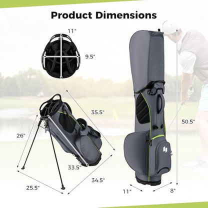 ULTIMATE Golf Stand Bag, 8-Way Golf Bag with 5 Pockets, Rain Hood, Detachable Dual Shoulder Strap, Lumbar Pad, Handles, Portable Golf Club Bag for Men & Women - color: Grey