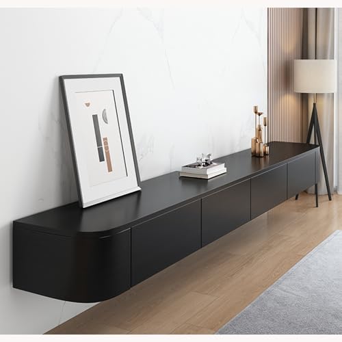 Floating TV Stand - Wall Mounted Media Console with 2 Drawer, Floating Entertainment Center TV Cabinet, Wall Mounted Audio/Video Shelf for Home Room (Black, 118.11x7.87x9.45IN) - color: Black, size: 118.11x7.87x9.45IN