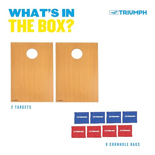 Triumph Tournament 2' x 3' Cornhole Set with 8 All-Weather Bean Bags – Durable Tailgate Game Boards for Backyard BBQs, Camping, Family Activities, and Outdoor Summer Party Fun