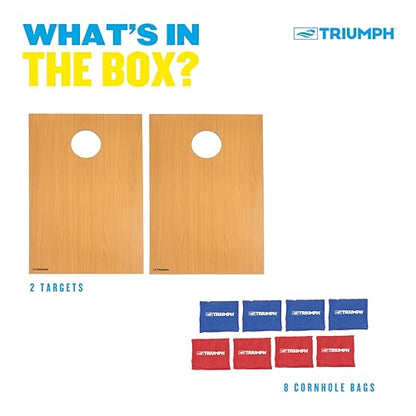 Triumph Tournament 2' x 3' Cornhole Set with 8 All-Weather Bean Bags – Durable Tailgate Game Boards for Backyard BBQs, Camping, Family Activities, and Outdoor Summer Party Fun