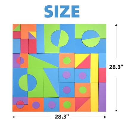 Large Building Foam Blocks for Toddlers, EVA Stacking Foam Building Blocks Toy Set, Non-Toxic, Washable, Early Learning Construction Toys & Gifts for Kids Boys & Girls (Blue, Pieces, 30)
