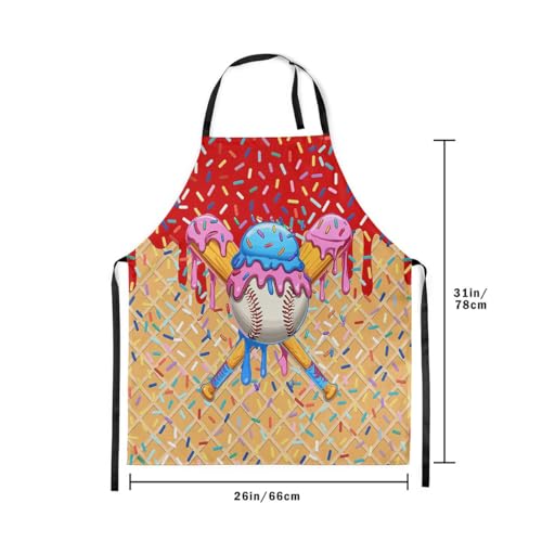 Manfei Baseball Ice Cream Kids Kitchen Apron - color: Bright Red
