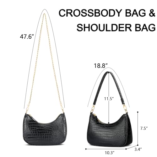 KKXIU Shoulder Bag for Women Cute Hobo Purses and Handbags Retro Clutch Underarm Purse | Cute - color: Eblack