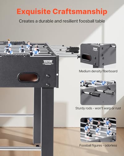 VEVOR Foosball Table, 55 inch / 42 inch Standard Size Foosball Table, Indoor Full Size Football Table for Home, Family, and Game Room, Soccer with Durable Soccer Set - size: 48IN