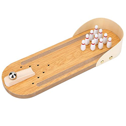 Desktop Bowling Toy - Charming Mini Bowling Set for Kids and Stress Relief for Adults - Stylish Wooden Design - 11.64 X 3.93 Inch Fun Display
