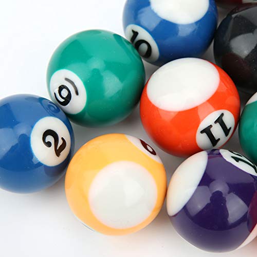 HURRISE Billiard Balls Set - 16-Pack Mini Pool Table Balls, Eco-Friendly Polyester Resin, Durable & Scratch-Resistant, 1 Set for Home/Game Room