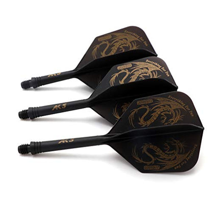 CUESOUL 3 Sets Integrated Dart Shaft and Flights,Dart Shaft Length 21mm/28mm/33mm - color: Shaft Length 21mm+28mm+33mm-Big Wing Shape-Black Dragon
