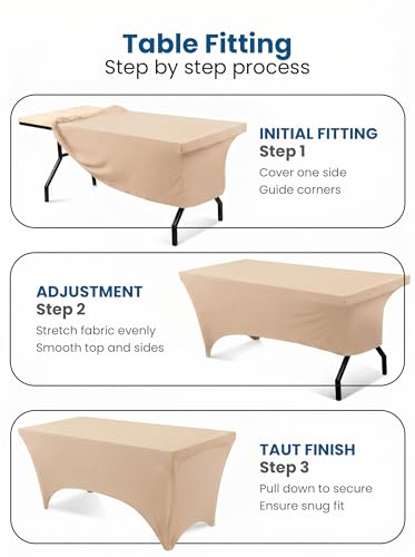 Utopia Kitchen Spandex Tablecloth 1 Pack [6FT, Champagne] Tight, Fitted, Washable and Wrinkle Resistant Stretch Rectangular Patio Table Cover for Event, Wedding, Banquet & Parties [72Lx30Wx30H Inch] - color: Champagne, size: 6 Feet - 1 Pack