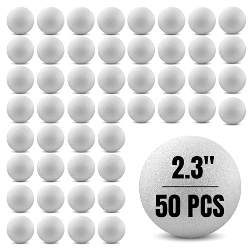 Round Foam Balls for Crafts - 2.3-Inch White Craft Foam (XPS) for Arts Small Foam Balls for School Projects and DIY Crafts - Round Balls - 50 Pack of Foam Craft Spheres - Hygloss - size: 2.3-Inch, style: 50 Pieces