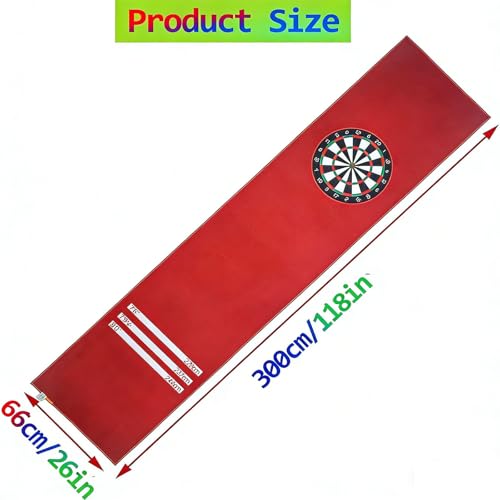 Dart Floor Mat Carpet, Non Slip Rubber Game Mat with Printed Throw Line Sound Absorbing Surface Protective Flooring for Dartboard Practice Home Game Room Use