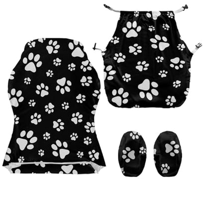 Suobstales Dog Paw Pattern Computer Game Chair Covers with Armrest Cover Washable Computer Chair Slipcovers Removable Kitchen Chair Covers for Home Kitchen Restaurant - color: Dog Paw