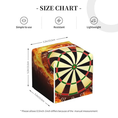 Darts Board in Fire Isolated On Black Background Square Leather Tissue Box Cover - Premium Decorative Organizer with Non-Slip Base for Bathroom Vanity, Nightstand & Countertop