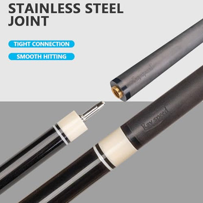 Carbon Fiber Pool Cue Stick 12.5mm Low Deflection Full Carbon Technology Pool Stick for Adults Professional Billiard Cue with Uni-loc Pin Joint - color: Black