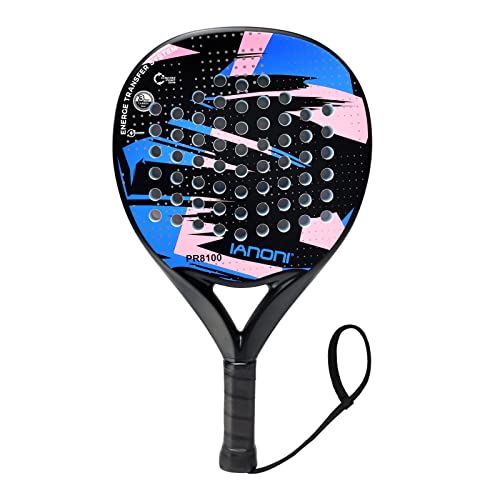 IANONI Padel Racket Carbon Fiber Surface with EVA Memory Flex Foam Core Padel Tennis Racquets Paddle Tennis Racket - color: PR8100 BLUE
