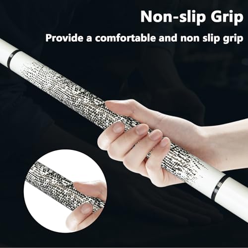 Glass Fiber Pool Cue with Case Canadian Maple Wood Pool Stick Low Deflection Cue Stick Pool Cue Kit with Case,Gloves,Tips and Extension - color: White