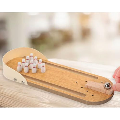 Montessori Wooden Mini Bowling Game, Concentration & Hand-Eye Coordination Toy for Toddlers 3-6 Years