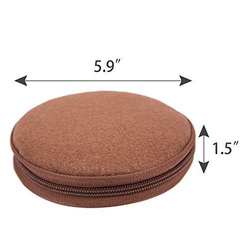ELEZAY Small CD Case Round Felt 20 Capacity CDs Storage Wallet DVD Disc Holder,Brown - color: B-Brown
