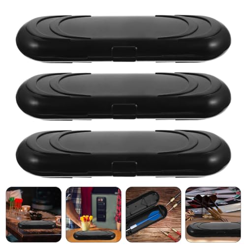 Portable Dart Storage Case 3pcs Oval Hard Shell Carrier Box for Soft Tip Darts, Compact Organizer for Travel and Tournament Use, Black