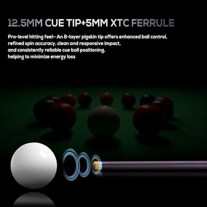 58" Carbon Fiber Pool Cue Stick 19-20oz Low Deflection Billiard Cue | Premium 3K Twill Butt, 12.5mm 8-Layer Pigskin Tip, 3/8-8 Stainless Joint, Hard Case, Adult Tournament & Home Players