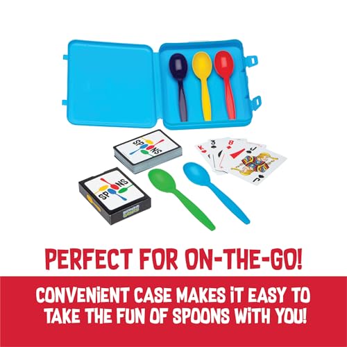 PlayMonster Spoons in a Case, Card Games for Kids - Spoons Game, Fun Family Games for Kids and Adults, Game Night, Travel Games, 3-6 Players, Ages 7+ - size: Small