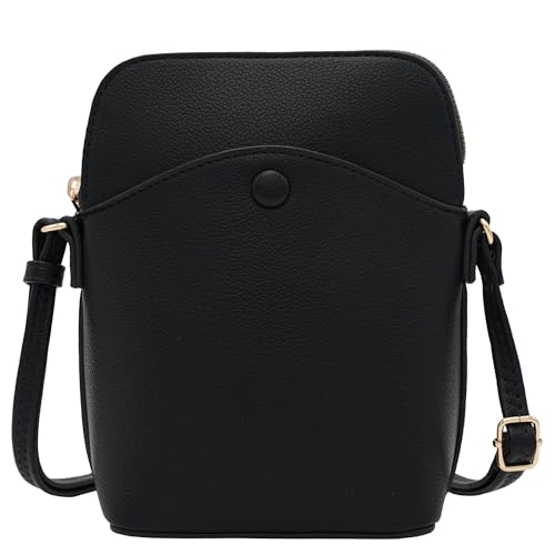 Solene Small Crossbody Bag with Gold Hardware, Mini Shoulder Purse with Adjustable Strap - color: Black