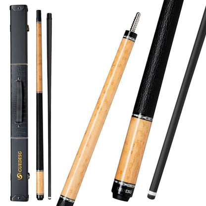 Carbon Fiber Pool Cue Stick 10.5mm/11.8mm/12.5mm,Low Deflection Pool Stick with Rare Wood Butt,Professional Cue Stick with Box Case - color: Bird Eye_Natural Colour_11.8mm
