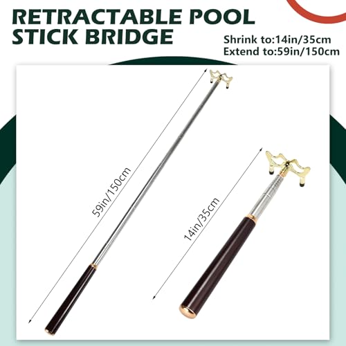 Skylety Pool Cue Snooker Stick Pool Table Accessories Retractable Billiards Cue Rest with Removable Brass Bridge Head - style: Low Bridge Head