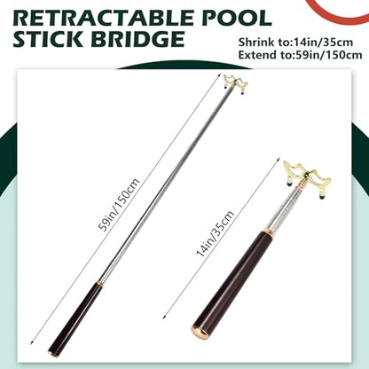 Skylety Pool Cue Snooker Stick Pool Table Accessories Retractable Billiards Cue Rest with Removable Brass Bridge Head - style: Low Bridge Head