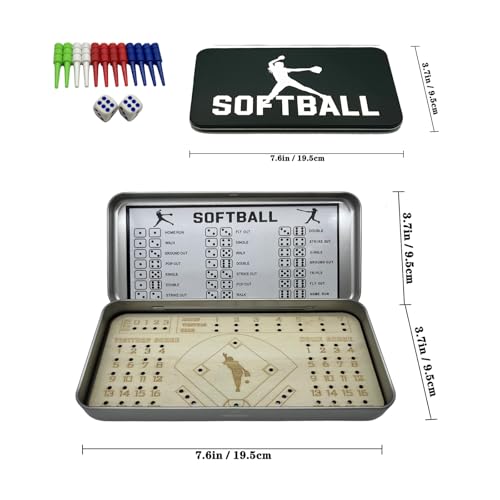 Tabletop Softball Board Games, Knuckle Dice Travel Game for Adults, Fun Party and Family Night Table Games (Softball) - color: Softball
